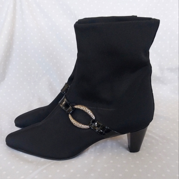 Brighton Tune Black Made in Italy Heeled Pull On Stretch Boots - Picture 3 of 10